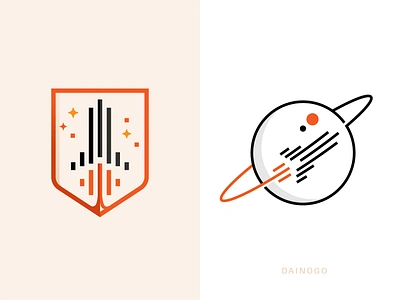 Rocket logos: Shield or planet? | Minimalist Logo Designs art branding creative creative logo dainogo identity logo logo design logo for sale logo with rocket minimal logo minimalist logo designs modern logo planet planet logo purchase logo rocket logo shield shield logo visual identity