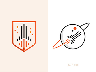 Rocket logos: Shield or planet? | Minimalist Logo Designs art branding creative creative logo dainogo identity logo logo design logo for sale logo with rocket minimal logo minimalist logo designs modern logo planet planet logo purchase logo rocket logo shield shield logo visual identity