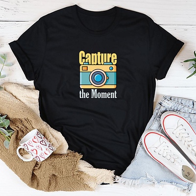 Capture The Moment - World Photography Day T-Shirt design girl tshirt graphic design hridaydas99 illustration photography day tshirt tshirt tshirt design world photography day