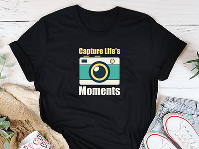 Capture Life's Moment - World Photography Day T-Shirt black tshirt camera tshirt design girl tshirt graphic design hridaydas99 illustration tishirt design tshirt tshirt design world photography day