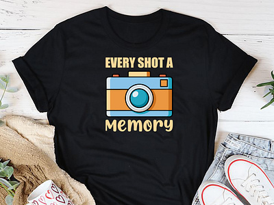 Every Shot A Memory - World Photography Day T-Shirt black t shirt black tshirt camera design design girl tshirt graphic design hridaydas99 illustration print design prints design t shirt design tshirt tshirt design world photography day