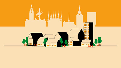 2D City - Leuven 2d 2dillustration character characterdesign characters city graphic design houses illustration illustrator lines minimal motion graphics simple