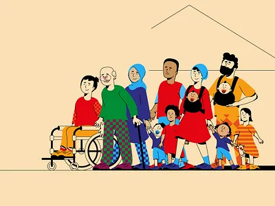 Group of people 2d 2dillustration animation character characters diversity graphic design houses housing motion graphics people