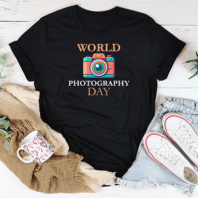 World Photography Day T-Shirt Design black tshirt boy tshirt brand tshirt camera tshirt design gearlaunch girl tshirt graphic design hridaydas99 photography day tshirt print design print on demand printfull design prints design teepublic teepublic design teepublic tshirt teespring tshirt design