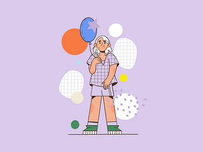 Let's celebrate balloon drawing fun girl illustration procreate