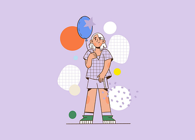 Let's celebrate balloon drawing fun girl illustration procreate