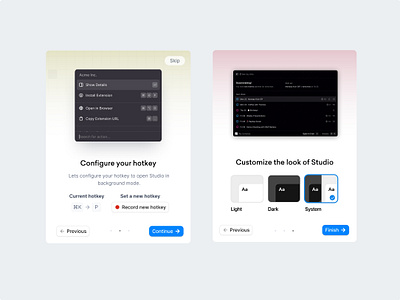 Some onboarding modals design product design ui