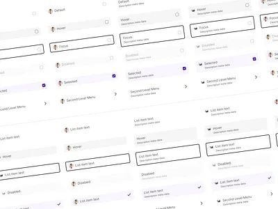 Design System - Menu List Variants component design system interface design system design ui user interface variant visual design