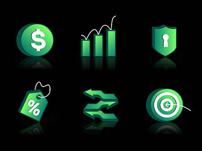 Financial Icons Illustration design 3d 3d icon branding chart coin icon finance financial icon graph graphic design icon iconography icons illustration security sheild tag target icon