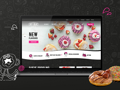 Offbeat Donuts - Food & Beverage eCommerce Desktop Design branding design donuts ecommerce graphic design illustration ui ux vector web webdesign website