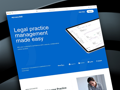 Landing page for mycase365 ai branding dashboard landing page management saas ui web design website design
