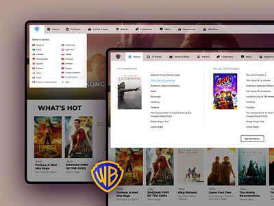 Warner Bros. - Navigation (light theme) desktop menu light menu bar mega menu menu bar mobile menu navigation ui ux uxd warner bros.