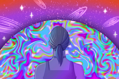 Universe character creative design galaxy illustration mystical procreate psychedelic psychedelic art purple space stars surreal trippy universe