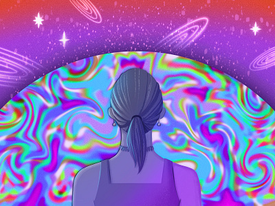 Universe character creative design galaxy illustration mystical procreate psychedelic psychedelic art purple space stars surreal trippy universe