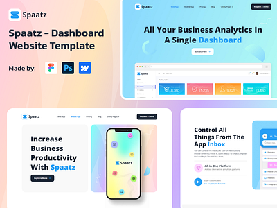 Spaatz - SaaS business and App Showcase Webflow template admin ai app app b2b branding business community crm dashboard design fintech mobile saas saas webflow templae software template ui ux webflow website