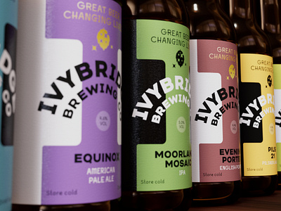 Ivybridge Brewing Co – Bottles beer bottles branding food and drink identity logo making a difference packaging rebrand social action