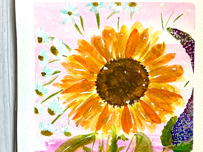 Feeling like a sunflower🌻 art contemplation daisies daisy flowers gouache green illustration natasha gonzalez orange pink poetic purple sketchbook summer sunflower traditional artist violet watercolour yelllow