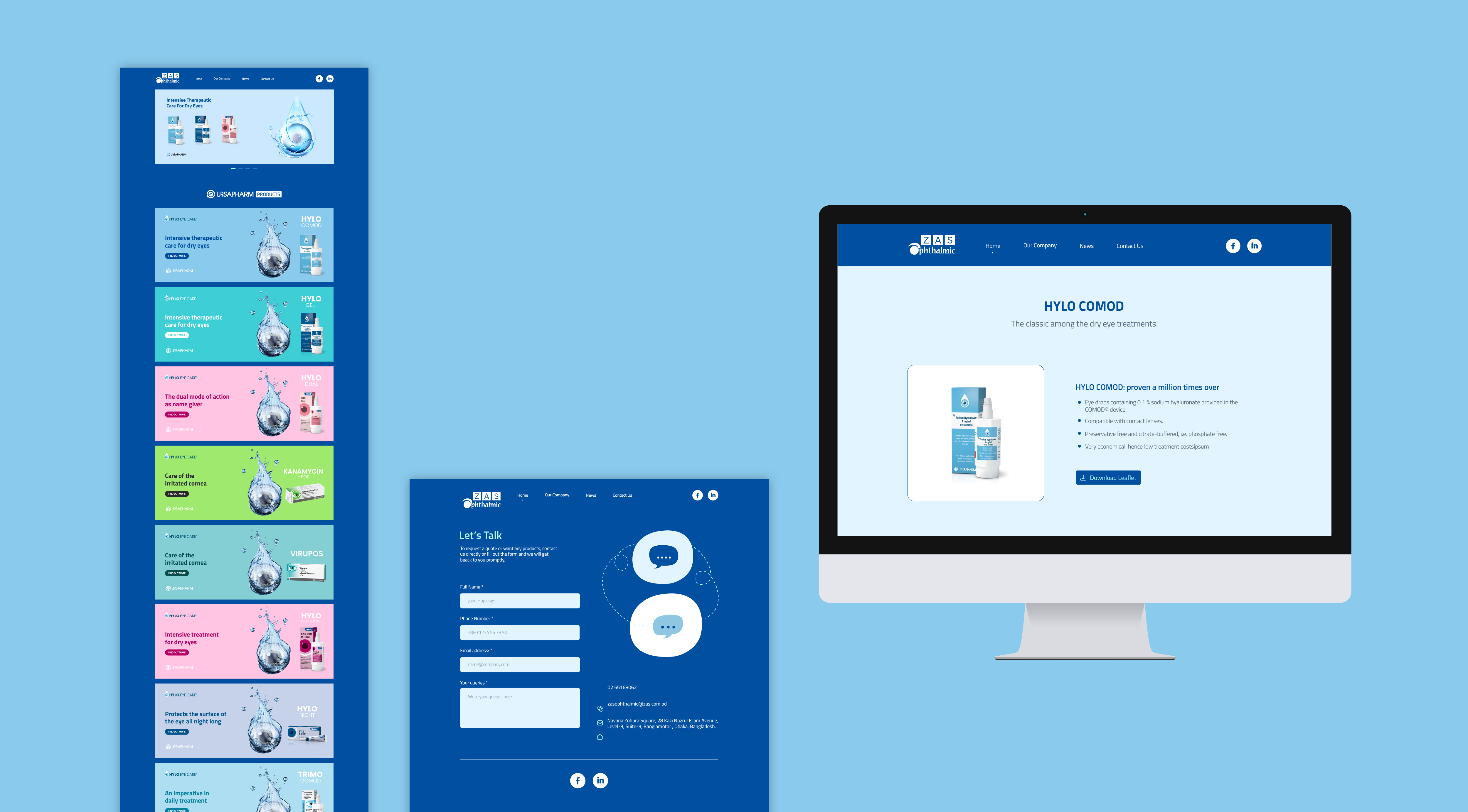 Website Design for ZAS Ophthalmic branding graphic design ui