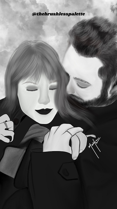 The Tortured Poets Department ~ Taylor Swift digital art grey scale portrait post malone taylor swift