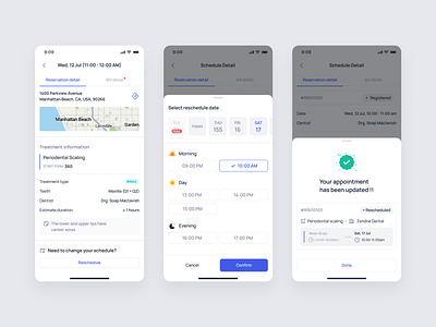 Zendenta - Reschedule Treatment Reservation in the Patient App app booking clinic dental dentist ehr emr hospital management medical records mobile mobile design product design saas saas dental saas design schedule telemedicine ui ux