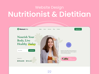 Nutritionist dietitian website design creative design creativity design dietitian website design healthy minimal design mockup ui ui design ux web design website website design