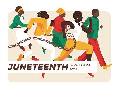 Juneteenth day banner black blackhistory celebration flat greedom holiday illustration juneteenth people run vector