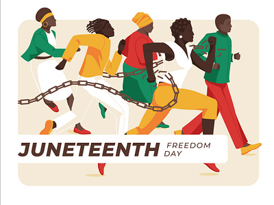 Juneteenth day banner black blackhistory celebration flat greedom holiday illustration juneteenth people run vector