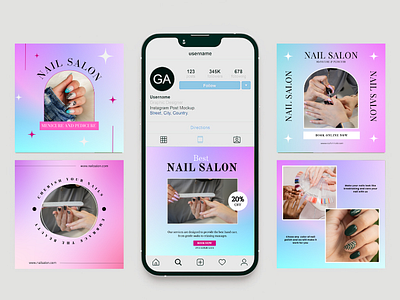 social media posts for a nail salon 3d animation branding graphic design logo motion graphics