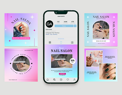 social media posts for a nail salon 3d animation branding graphic design logo motion graphics