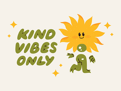 Kind Vibes Only Cute Print for T-shirts adobe illustrator cartoon cartoon for kids cartoon prints for t shirts children book cute illustration for kids cute print for kids cute sunflower cute vector illustration drawing funny prints funny sunflower graphic design illustration kawaii style kind vibes only kindness retro print vector art vintage print