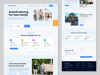 Movers - Company landing page UI branding clean design corporate design design inspiration homepage illustration landing page minimalist modern ui movers moving company prototyping responsive design service website uiux design user experience user interface web design wireframe