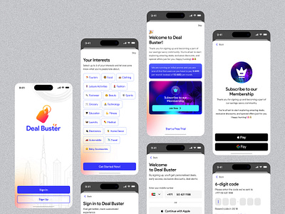 Deal Buster - Mobile App app design app development app ui branding creative design deals app design inspiration e commerce app e commerce design interaction design mobile app design mobile app inspiration mobile app interface product design shopping app typography ui design ux design web design welcome screen