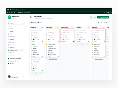 LeadFlow, CRM System - Kanban View app crm design kanban product design system ui