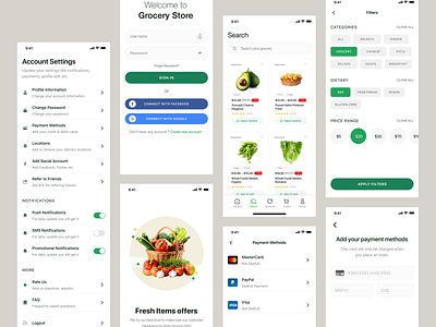 Grocery delivery app app branding ecommerce ecommerce app food food order grocery grocery app grocery shopping grocery store app mobile mobile app online online grocery online shop shopping