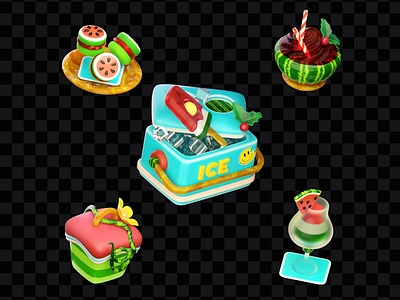 Watermelon 3d Props 3d art blender cartoon cocktail cute fruits ice cream isometric props render summer watermelon