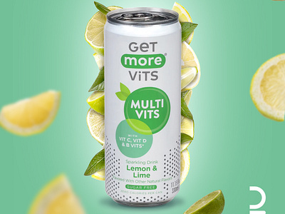 Sparkling Drink - Studio Photography ads campaign content creation get more vits graphic design lemon lime promotional social media post sparkling water studio photography