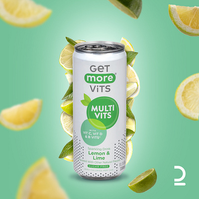 Sparkling Drink - Studio Photography ads campaign content creation get more vits graphic design lemon lime promotional social media post sparkling water studio photography