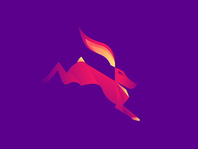 Fire Hare Logo brand branding bunny fast fire gradient hair jump light logo logotype rabit rad run