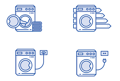 Washing Machine line icons set adobe adobe illustrator adobe photoshop app branding design graphic design icon icon design iconography illustration illustrator line icons line icons set logo washing washing machine web design