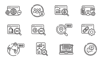 SEO Line icons set adobe illustrator adobe photoshop app branding design graphic design icon icon design icon designer icon set icon sets illustration line icon line icons logo seo seo icons ui vector graphics