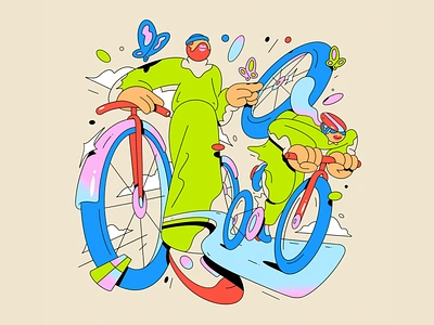 Bike Team branding character colors design illustration