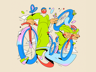 Bike Team branding character colors design illustration