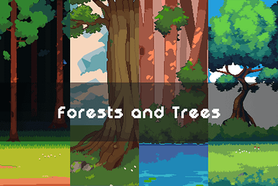 Forest and Trees Free Pixel Backgrounds 2d art asset assets background backgrounds fantasy game game assets gamedev illustration indie game nature parallax pixel pixelart pixelated rpg seamless tree