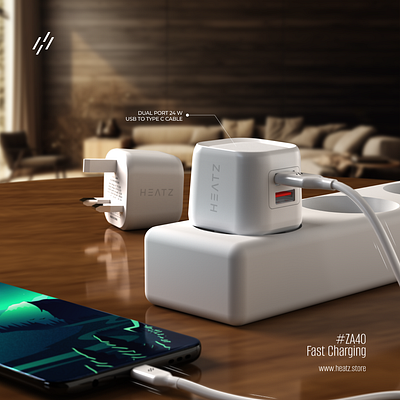 Product Design of Dual Port Charging Adapter 3d branding graphic design product design