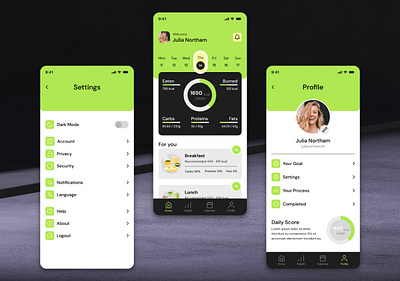 Diet Mobile App | Daily UI app app design daily ui dailyui dashboard design diet diet app health healthcare mobile app mobile ui nutrition ui user interface ux