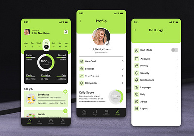 Diet Mobile App | Daily UI app app design daily ui dailyui dashboard design diet diet app health healthcare mobile app mobile ui nutrition ui user interface ux