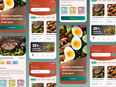 Healthy Meal Delivery App Concept 3d clean concept decoration design elegant minimal mobile modern red trendy ui uiux user experience user experience design user interface ux visual design