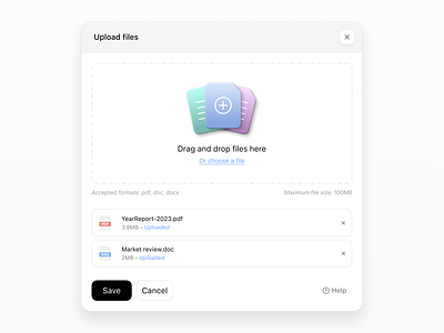 Upload files modal add cloud component dialog document drag and drop file illustration modal popup storage upload