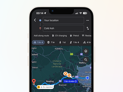 Along route suggestions reimagined daily dailyui ios maps ui