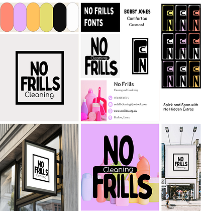 No Frills Patterns, Brand Board, and Mock-up Details branddesign branddesigner branding brandpattern businesscarddesign businesswomen colourpallete design ernogoldfinger font graphicdesign graphicdesigner graphics logo logomark midcentury trellickhouse ui ux webdesigner